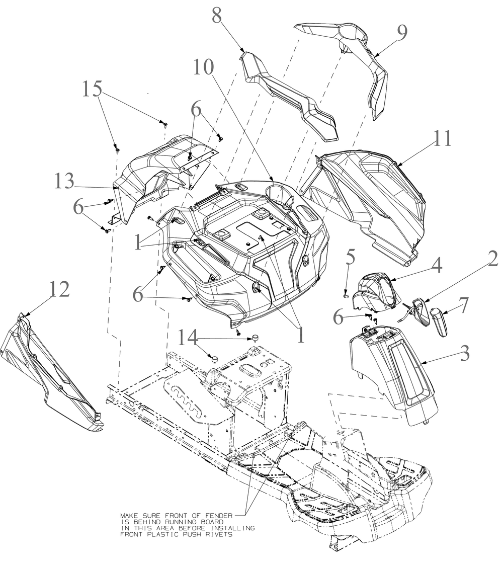 Fender Diagram and Parts List for CC30E (33BA27JDB10)(2023) Cub Cadet Lawn Tractor Accessories